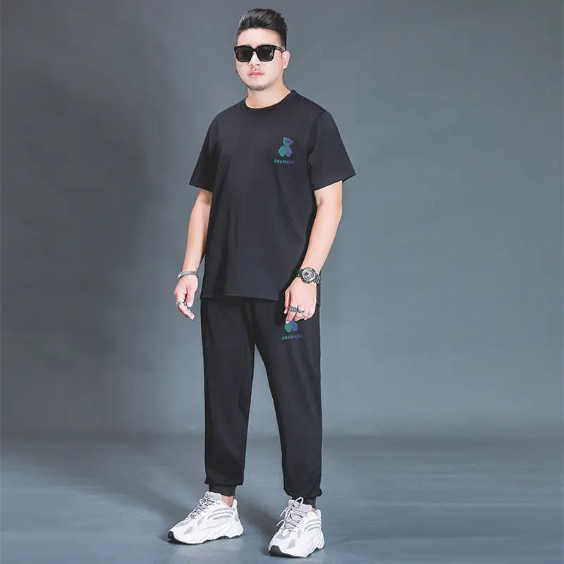 Oversized T-shirt And Trousers Two-piece Fat Casual Sports Suit Mijn winkel