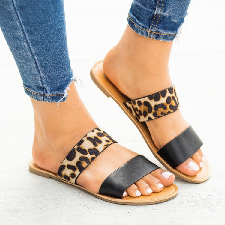 Leopard slippers sandals