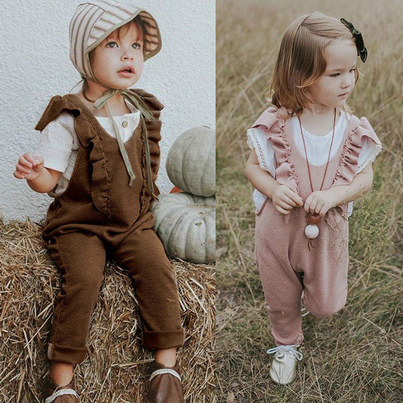 Baby Mädchen Rüsch Strick Overall Jumpsuit