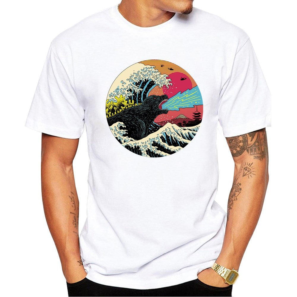 print cotton short sleeve T-shirt male