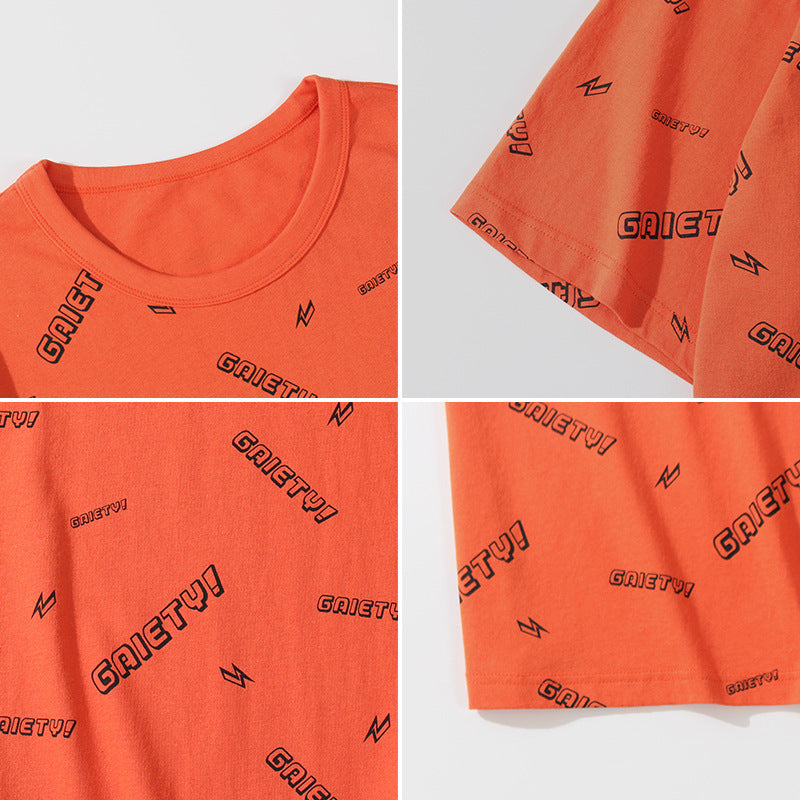 Student Couple Short-sleeved T-shirt Male ins Letter Printing Loose Cotton T-shirt