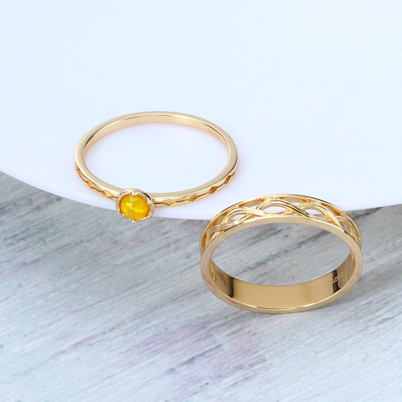 925er Silber Vintage Twist Ring mit natürlichem Opal – Handgefertigter Schmuck