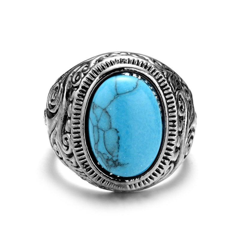Ring Men'S Single Ring Carved Ring
