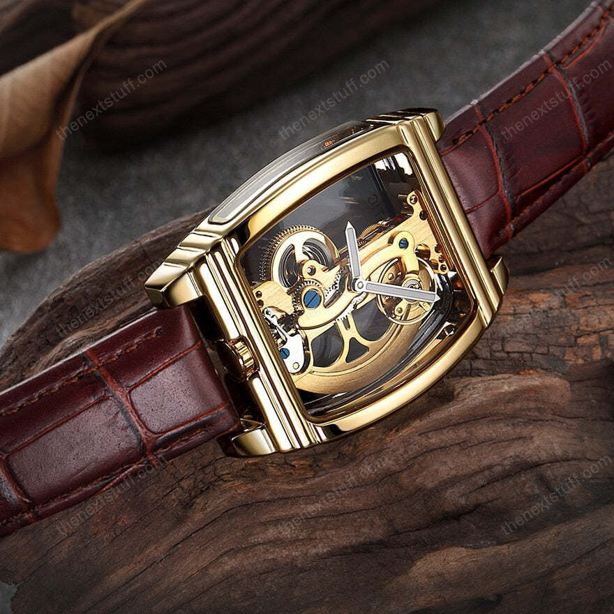 Exquisite Transparente Steampunk Schädel Mechanische Uhr mit Luxuriösen Zahnrädern
