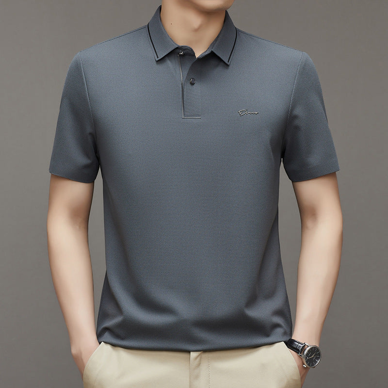 Male Middle-aged Red Short Sleeved T-shirt