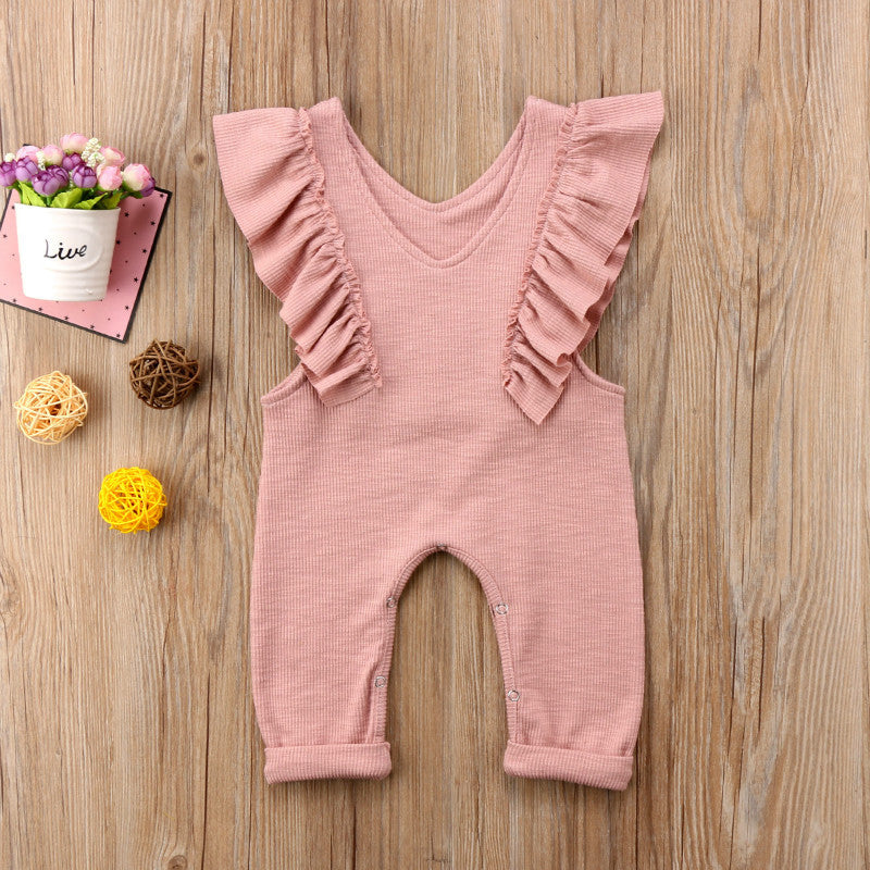 Baby Mädchen Rüsch Strick Overall Jumpsuit