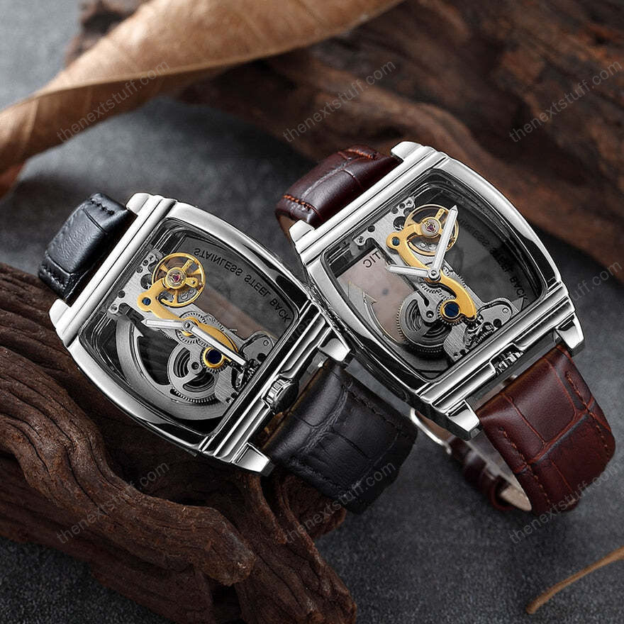 Exquisite Transparente Steampunk Schädel Mechanische Uhr mit Luxuriösen Zahnrädern