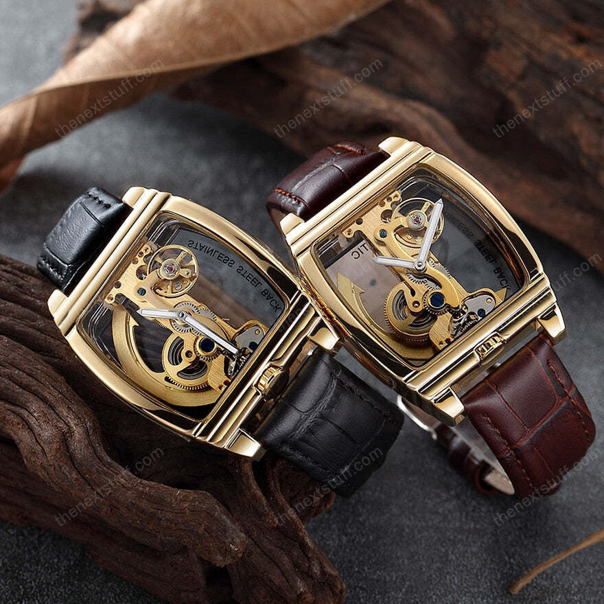 Exquisite Transparente Steampunk Schädel Mechanische Uhr mit Luxuriösen Zahnrädern