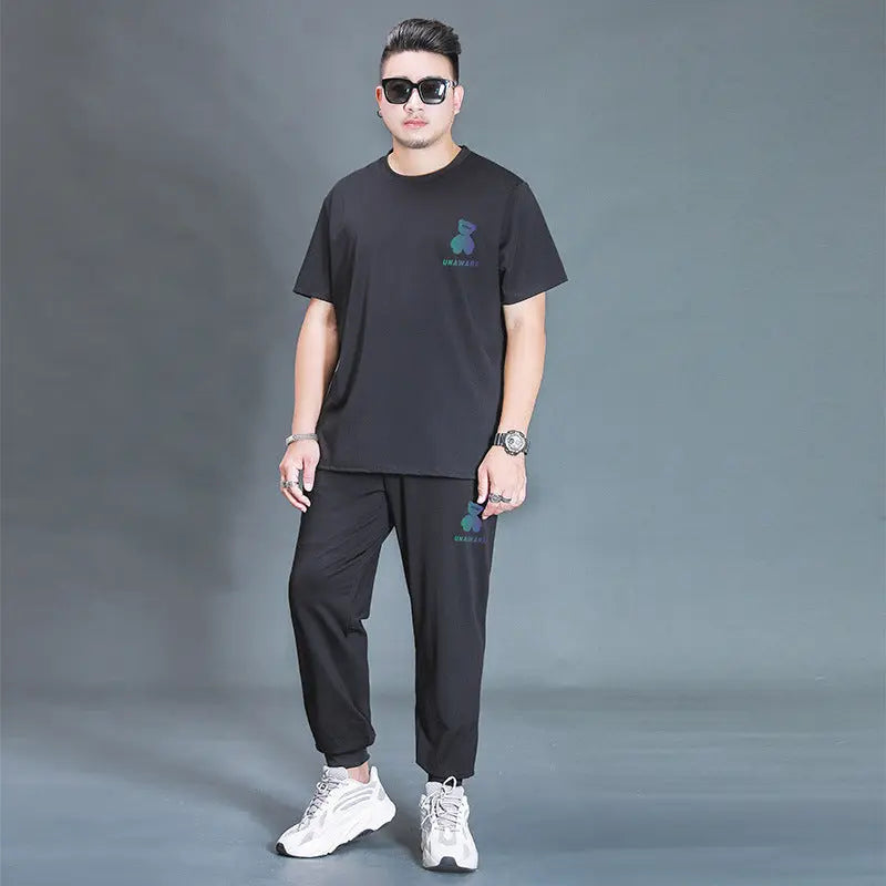 Oversized T-shirt And Trousers Two-piece Fat Casual Sports Suit Mijn winkel