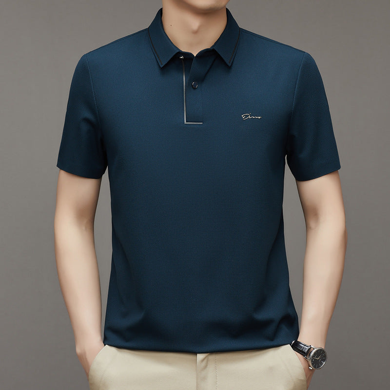 Male Middle-aged Red Short Sleeved T-shirt