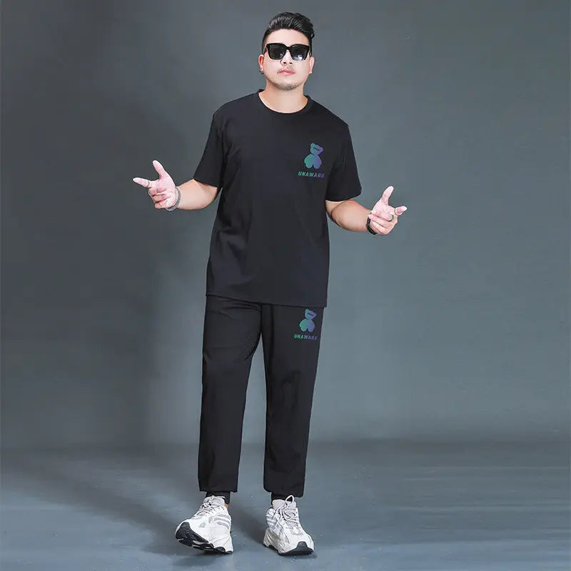 Oversized T-shirt And Trousers Two-piece Fat Casual Sports Suit Mijn winkel