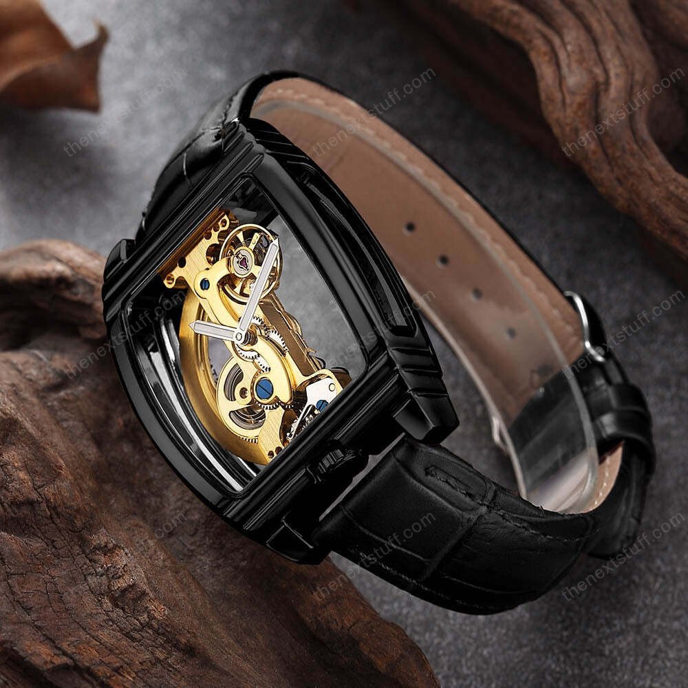 Exquisite Transparente Steampunk Schädel Mechanische Uhr mit Luxuriösen Zahnrädern
