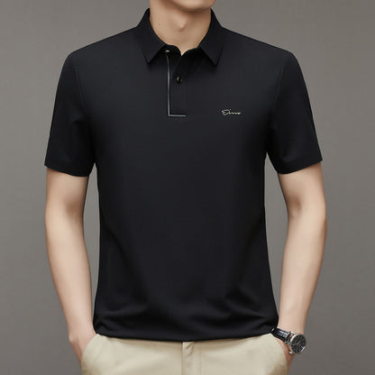 Male Middle-aged Red Short Sleeved T-shirt