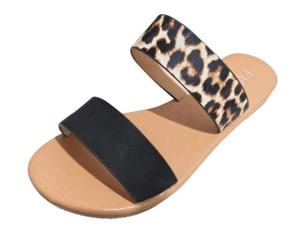 Leopard slippers sandals