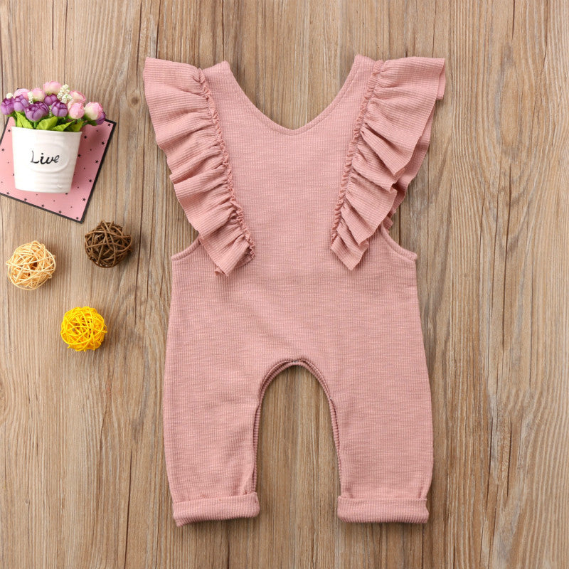 Baby Mädchen Rüsch Strick Overall Jumpsuit