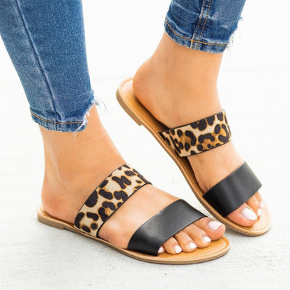 Leopard slippers sandals