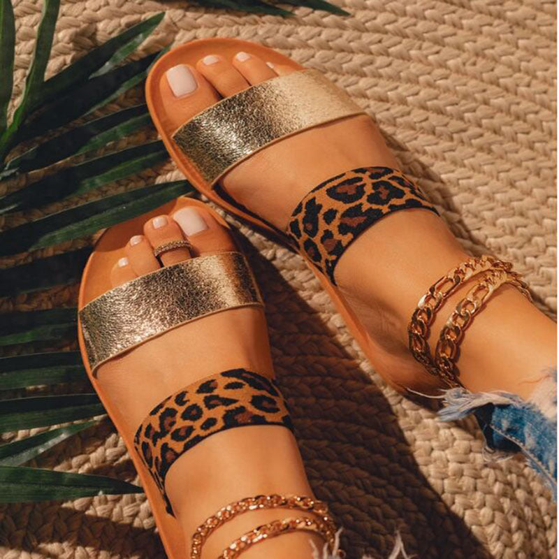 Leopard slippers sandals