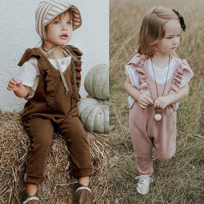 Baby Mädchen Rüsch Strick Overall Jumpsuit