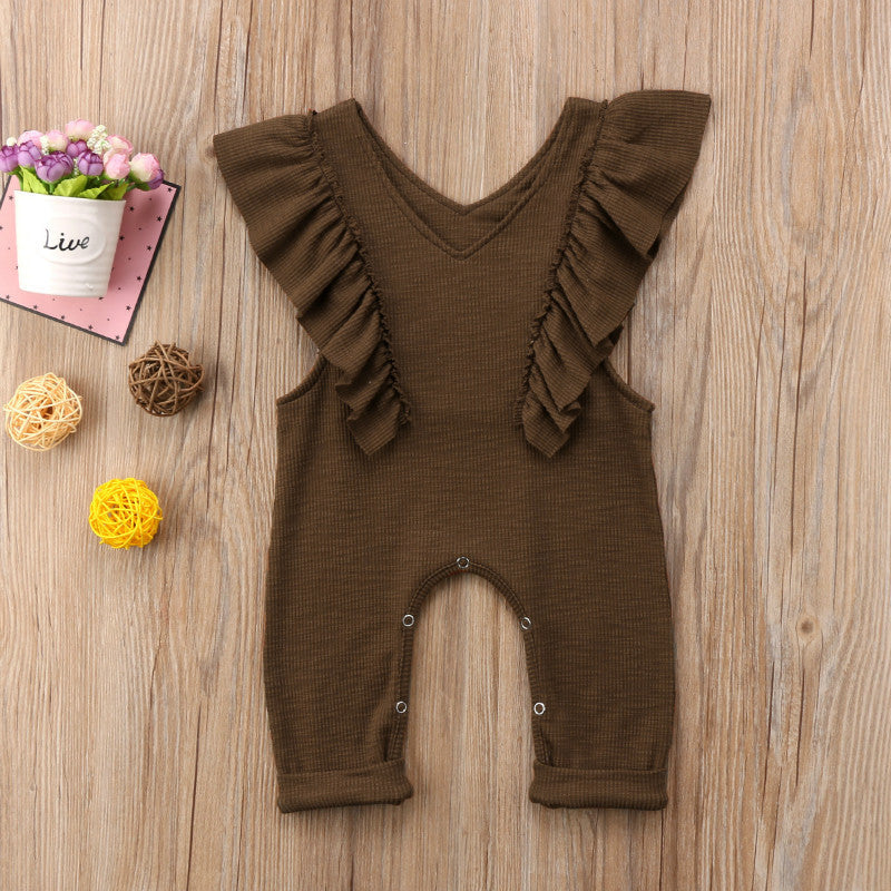 Baby Mädchen Rüsch Strick Overall Jumpsuit