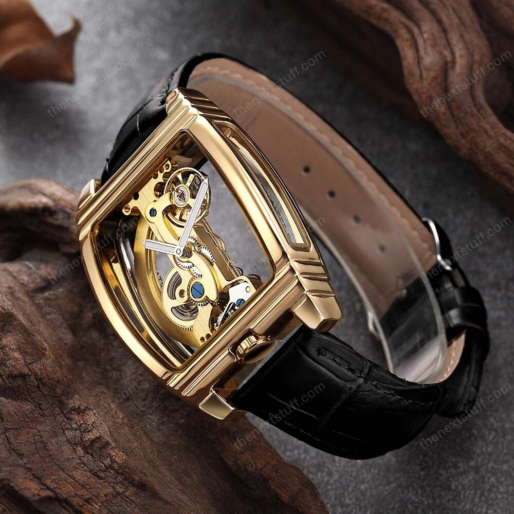 Exquisite Transparente Steampunk Schädel Mechanische Uhr mit Luxuriösen Zahnrädern