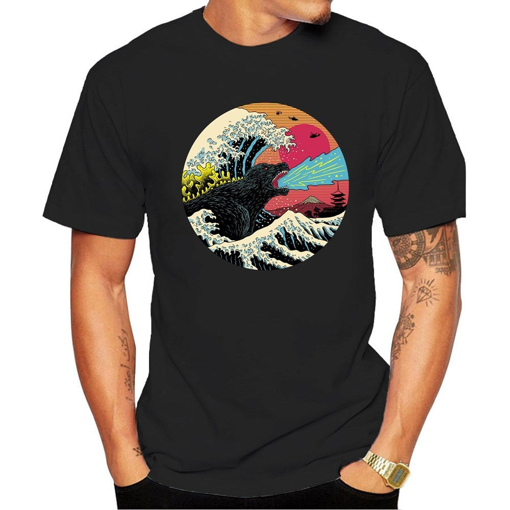 print cotton short sleeve T-shirt male
