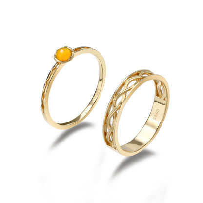 925er Silber Vintage Twist Ring mit natürlichem Opal – Handgefertigter Schmuck
