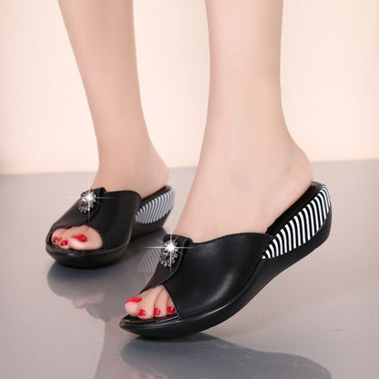 Flat-bottomed Mother Slippers Korean Style Sandals And Slippers