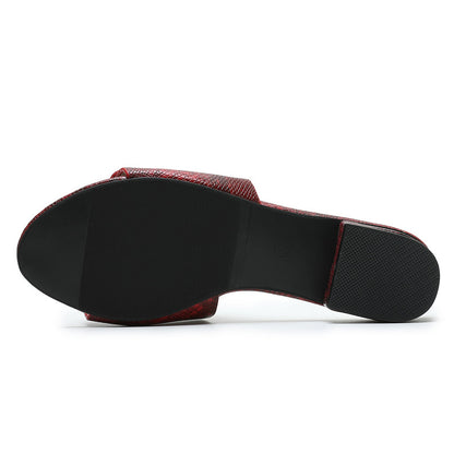 Foreign Trade Slippers Female Bohemian Casual Low-heeled Metal Square Buckle Sandals And Slippers