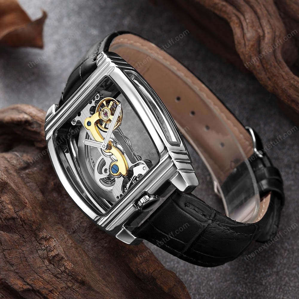 Exquisite Transparente Steampunk Schädel Mechanische Uhr mit Luxuriösen Zahnrädern