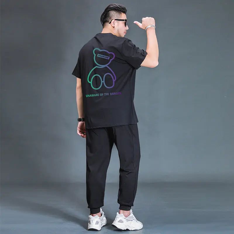 Oversized T-shirt And Trousers Two-piece Fat Casual Sports Suit Mijn winkel