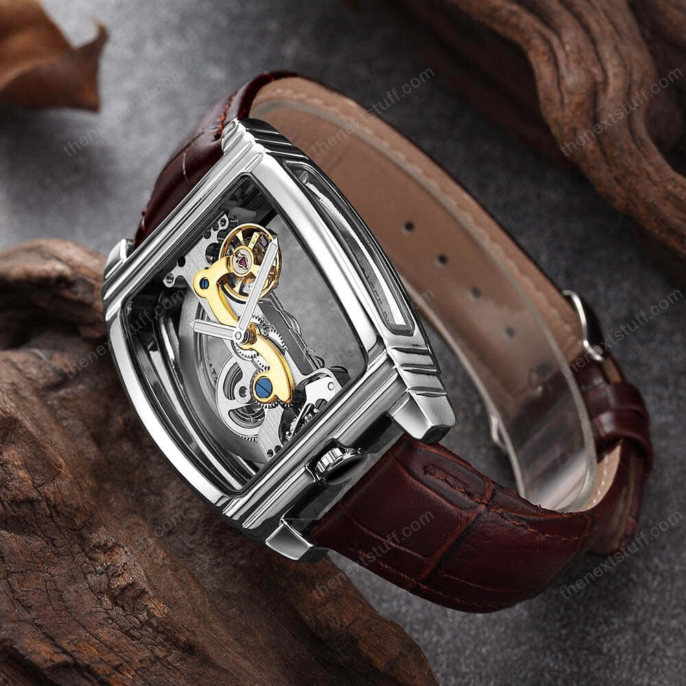 Exquisite Transparente Steampunk Schädel Mechanische Uhr mit Luxuriösen Zahnrädern