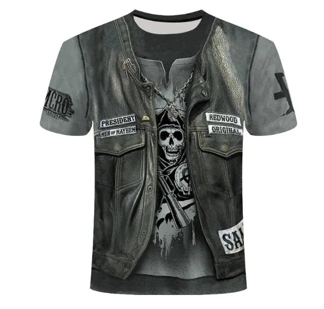 Stylisches 3D Motorradjacken T-Shirt für Herren – Realistisches Biker-Design Shanova