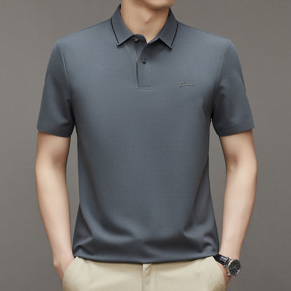 Male Middle-aged Red Short Sleeved T-shirt