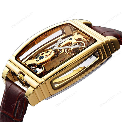 Exquisite Transparente Steampunk Schädel Mechanische Uhr mit Luxuriösen Zahnrädern
