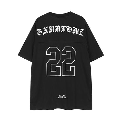 Fashion Numbers Printed Loose T-shirt Male