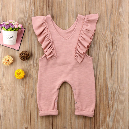 Baby Mädchen Rüsch Strick Overall Jumpsuit
