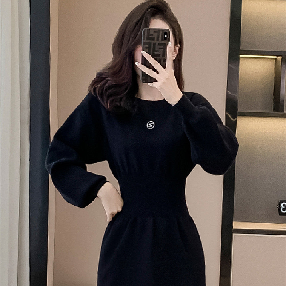 Lady With Black Knit Dress
