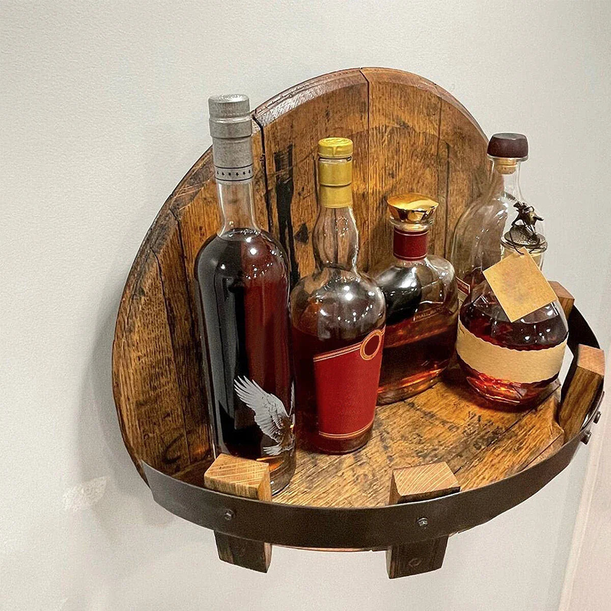 Authentischer Wandflaschenhalter aus Holz