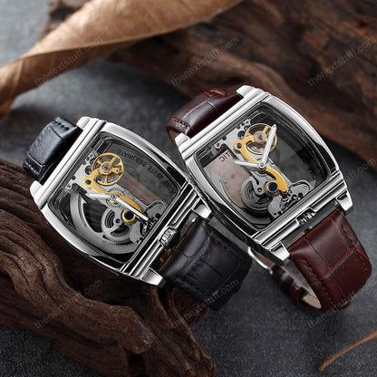 Exquisite Transparente Steampunk Schädel Mechanische Uhr mit Luxuriösen Zahnrädern