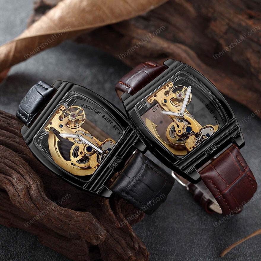 Exquisite Transparente Steampunk Schädel Mechanische Uhr mit Luxuriösen Zahnrädern