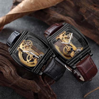 Exquisite Transparente Steampunk Schädel Mechanische Uhr mit Luxuriösen Zahnrädern