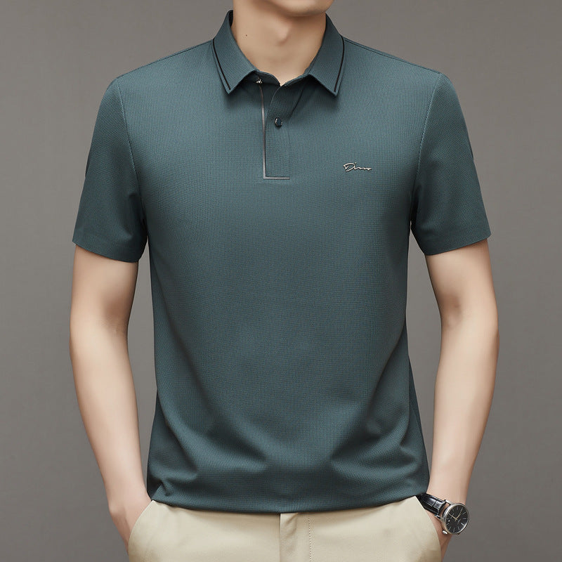 Male Middle-aged Red Short Sleeved T-shirt