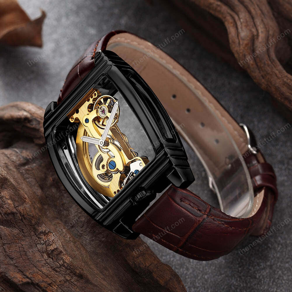 Exquisite Transparente Steampunk Schädel Mechanische Uhr mit Luxuriösen Zahnrädern