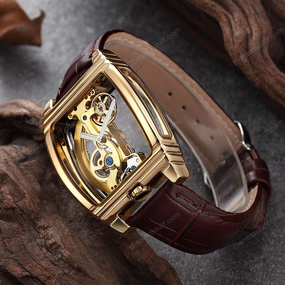 Exquisite Transparente Steampunk Schädel Mechanische Uhr mit Luxuriösen Zahnrädern