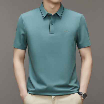 Male Middle-aged Red Short Sleeved T-shirt