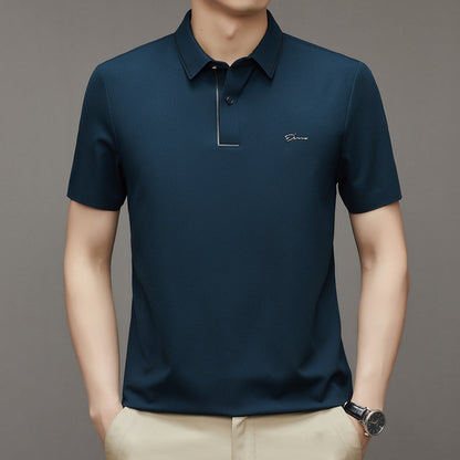 Male Middle-aged Red Short Sleeved T-shirt